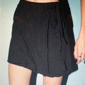 Brandy Melville black & white polka dot wrap skirt